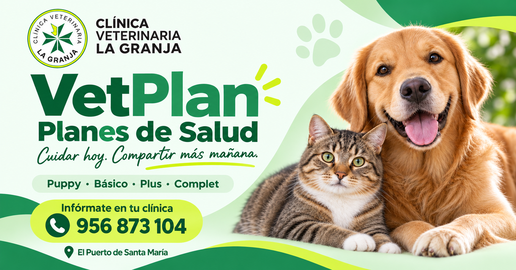 VetPlan: planes de salud Puppy, Básico, Plus y Complet de Clínica Veterinaria La Granja. Información: 956 873 104.